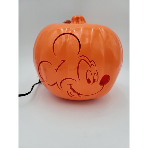 Disney Mickey Mouse Light Up Plastic Pumpkin Cut Out Profile Halloween Decor - Picture 2 of 9